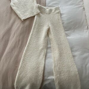 SKIMS Cream Wide Leg Knit Pants